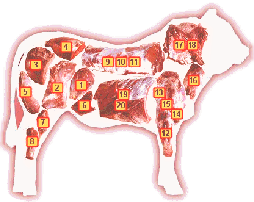 tagli di un bovino